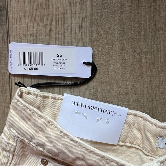 WeWoreWhat The Icon Jean Cream Size 25 NWT High Rise Straight Leg Denim - Picture 6 of 6